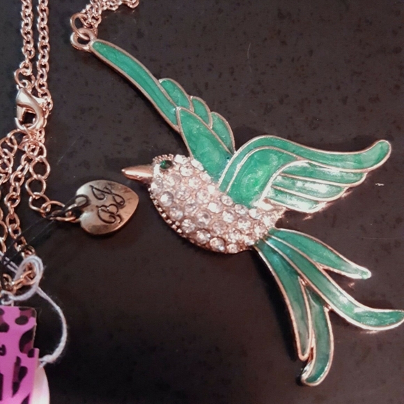 Betsey Johnson rhinestone bird pendant necklace - Picture 4 of 4